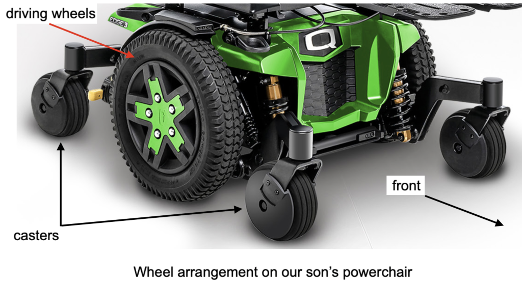 Transportation and ALS - Wheel arrangement on powerchair